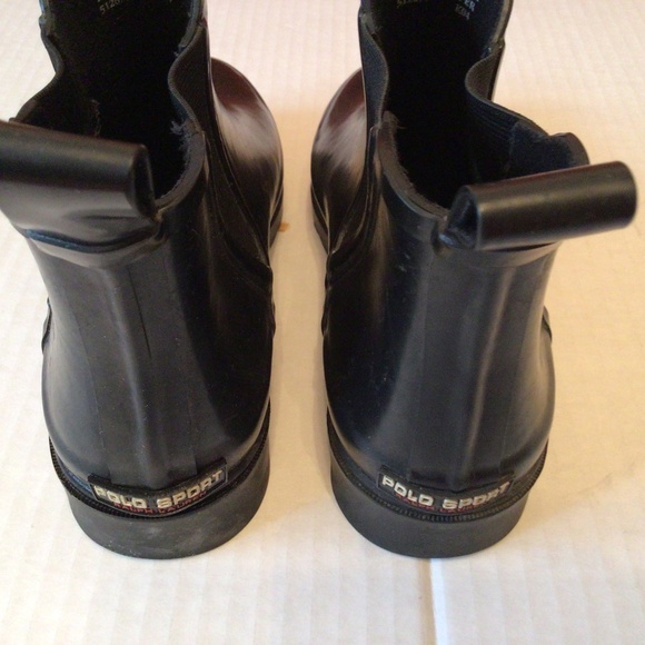 Ralf Lauren Polo Sport Black Rubber Ankle Rain Boots - Picture 5 of 7